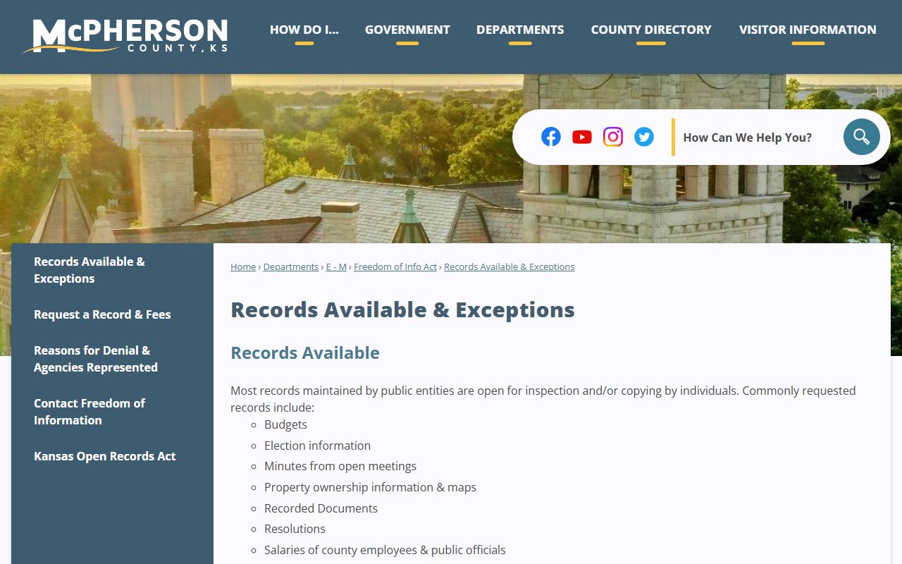 McPherson County Clerk of the District Court records exceptions