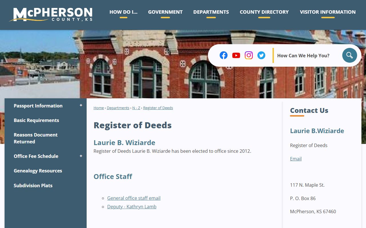McPherson County Register of Deeds separate from court records