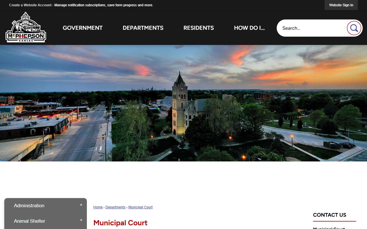 McPherson County court dockets municipal court page