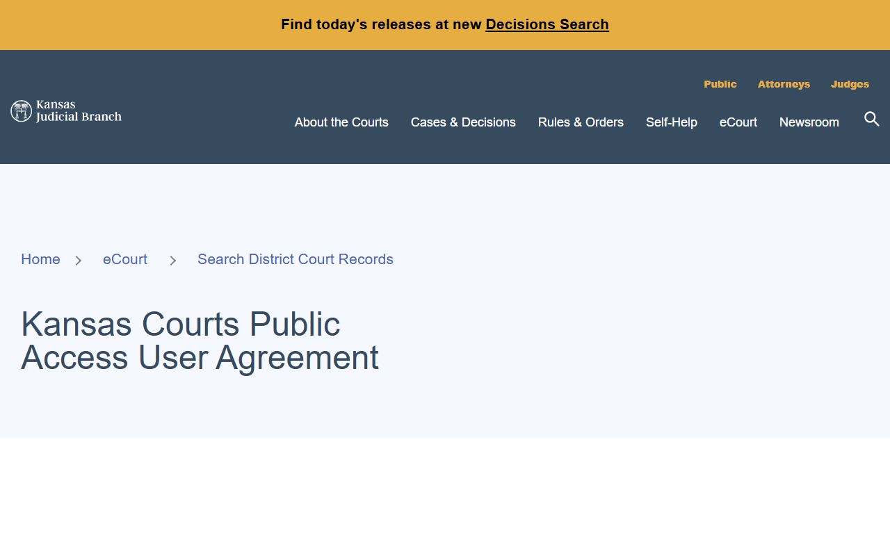 McPherson County court records public access portal user agreement