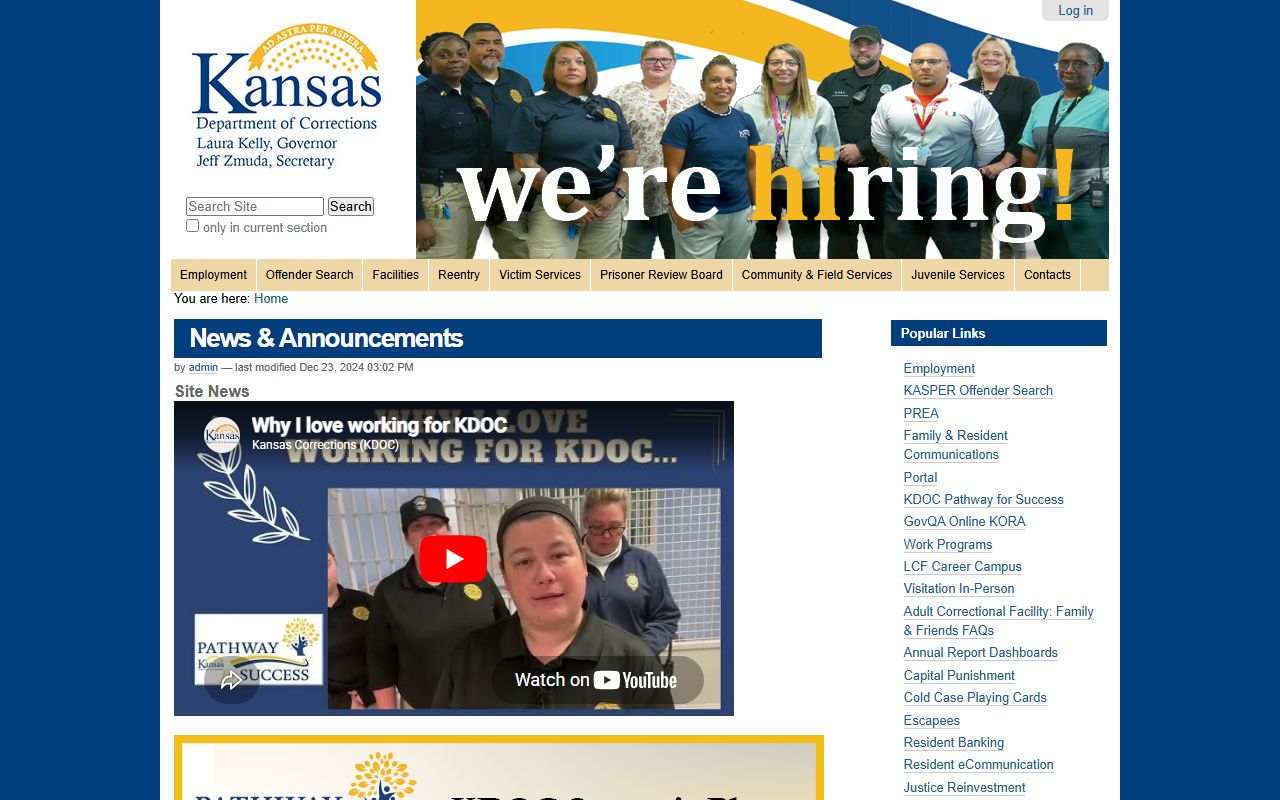McPherson County criminal court records Kansas Department of Corrections source