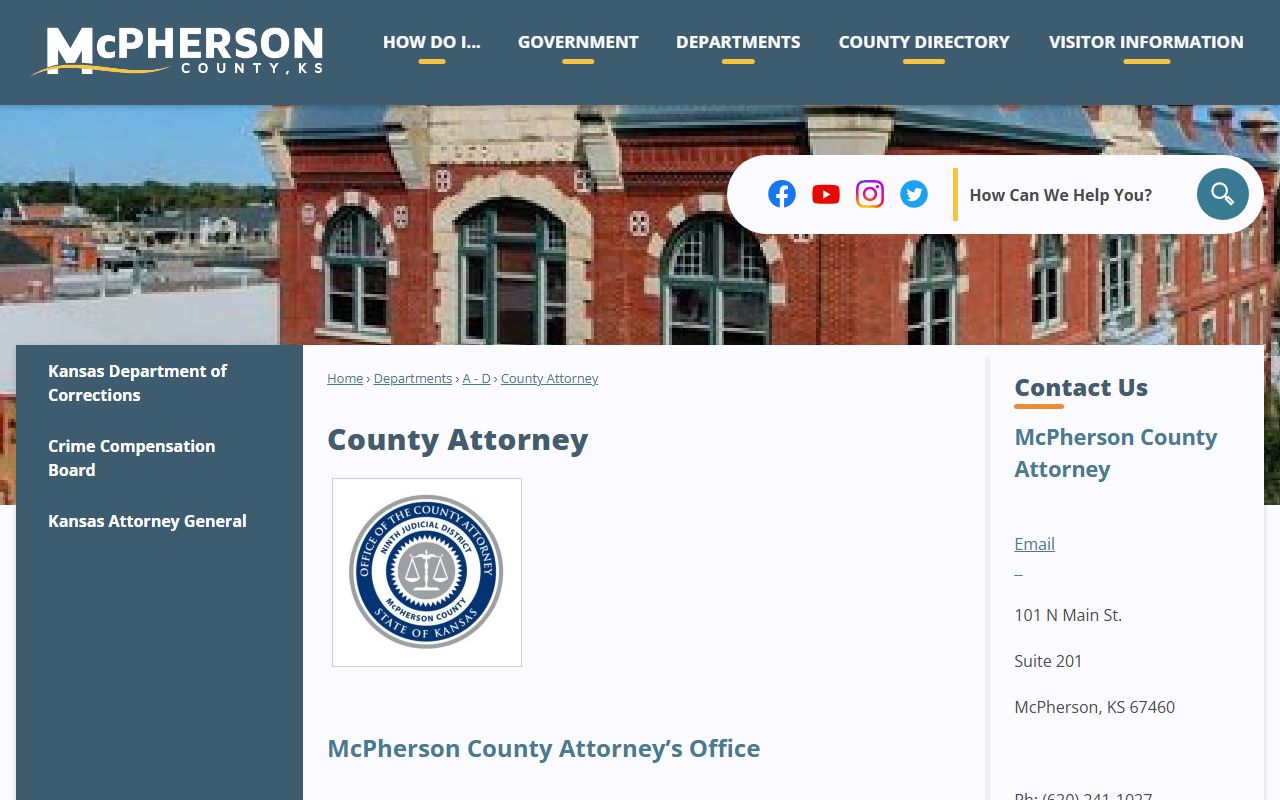 McPherson County District Court County Attorney office