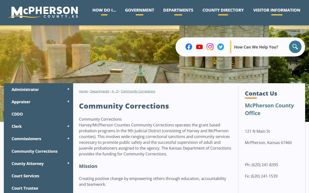 McPherson County District Court community corrections information