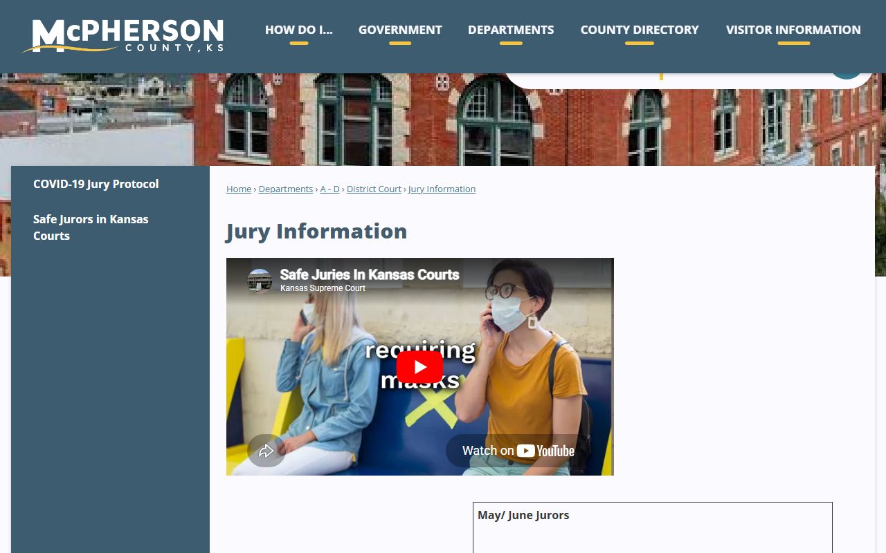 McPherson County District Court jury information