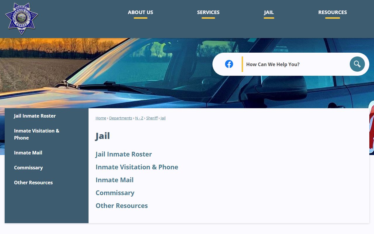 McPherson County inmate search jail landing page resources