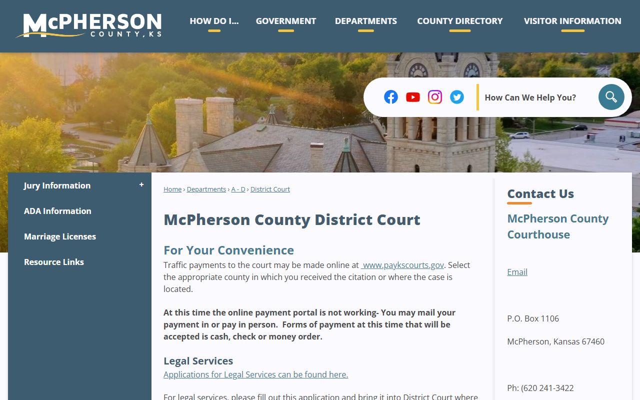 McPherson County court records District Court page