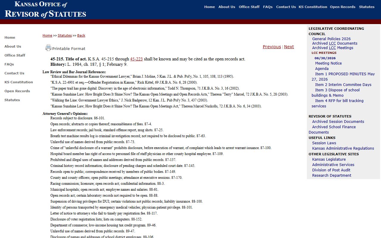 McPherson County court records Kansas Open Records Act source