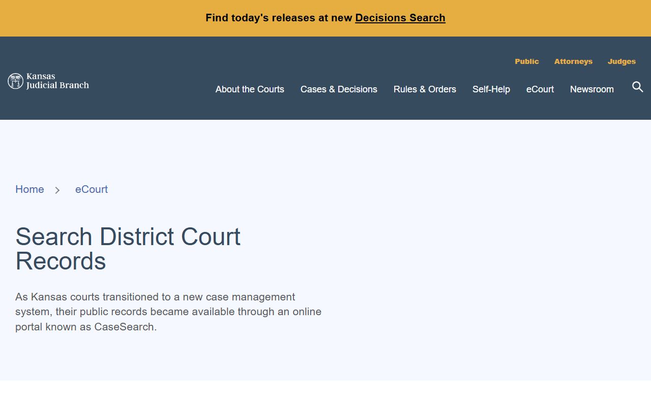 McPherson County court records Kansas eCourt district records access