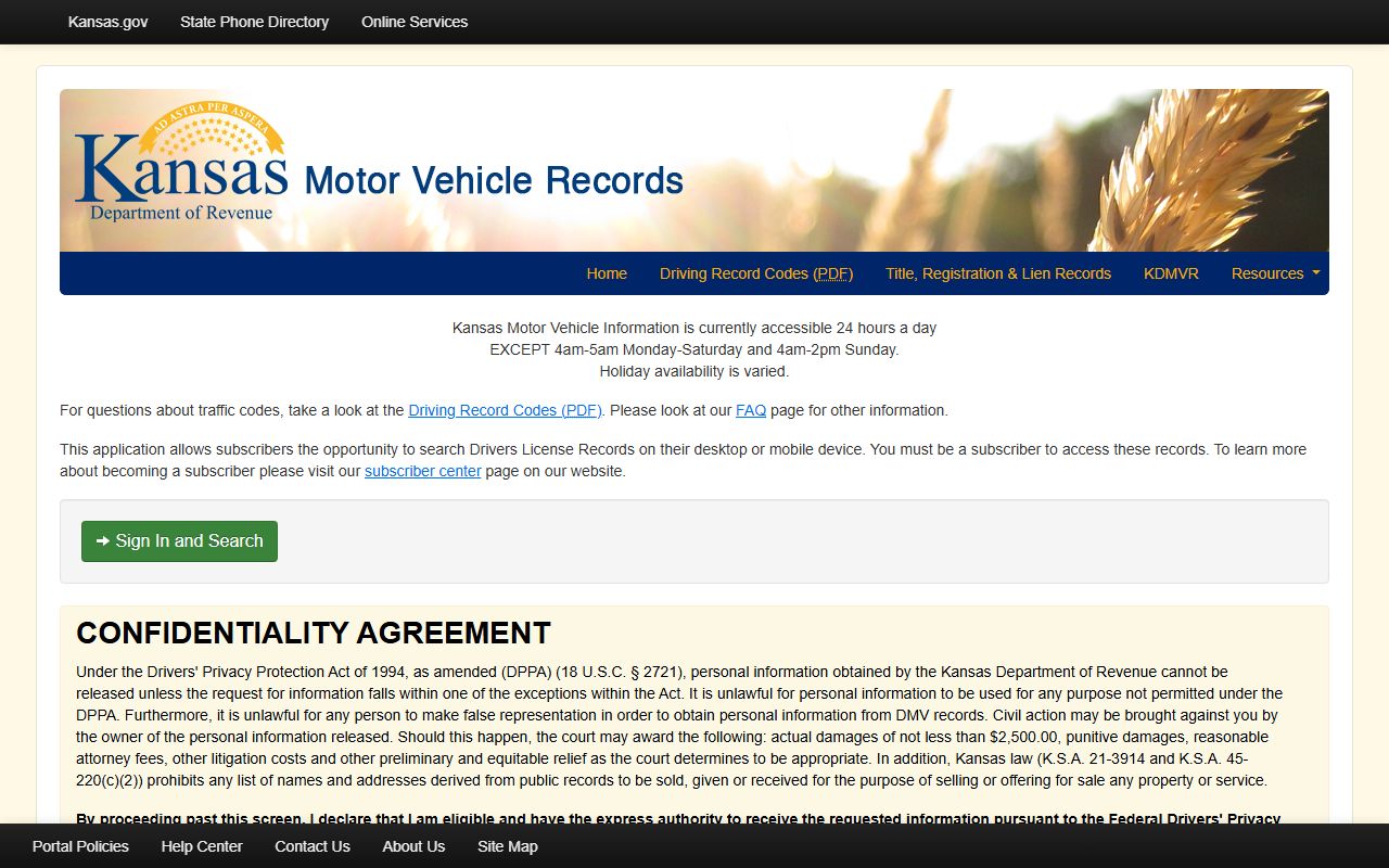 McPherson County traffic court records Kansas motor vehicle records search