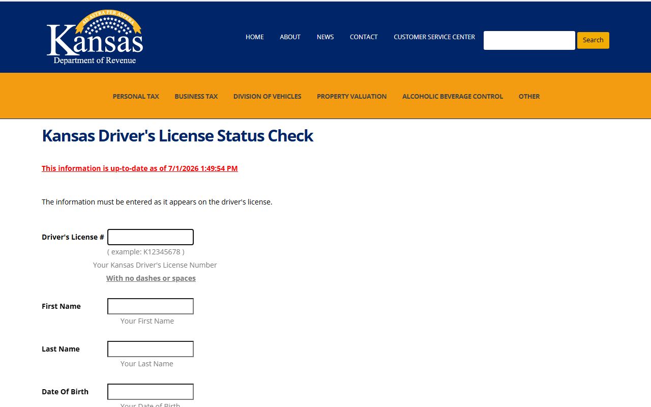 McPherson County traffic court records KDOR driver license status check